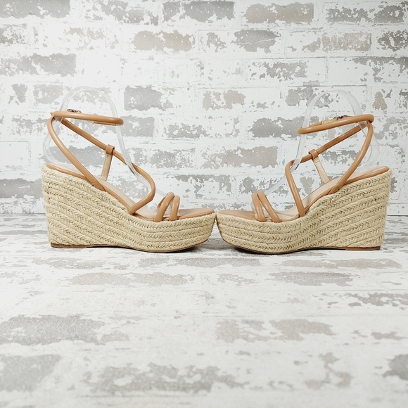 New BP Cohan Platform Espadrille Wedge Strappy Brown Nude Wedge Sandals M1024 - Picture 7 of 14